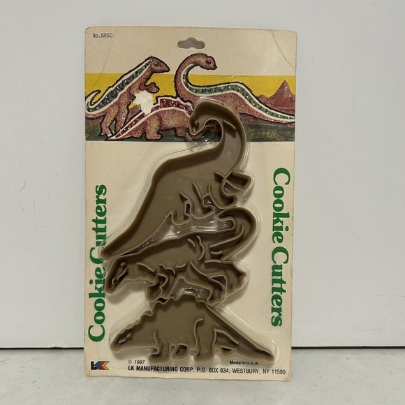 Vintage Cookie Cutters - Four‎ - Dinosaurs NOS Sealed Package - Picture 1 of 5
